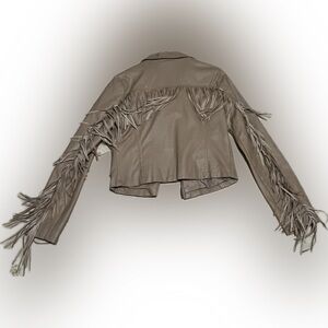 Yoki New York Outerwear Faux Leather Fringe Jacket Coat Small